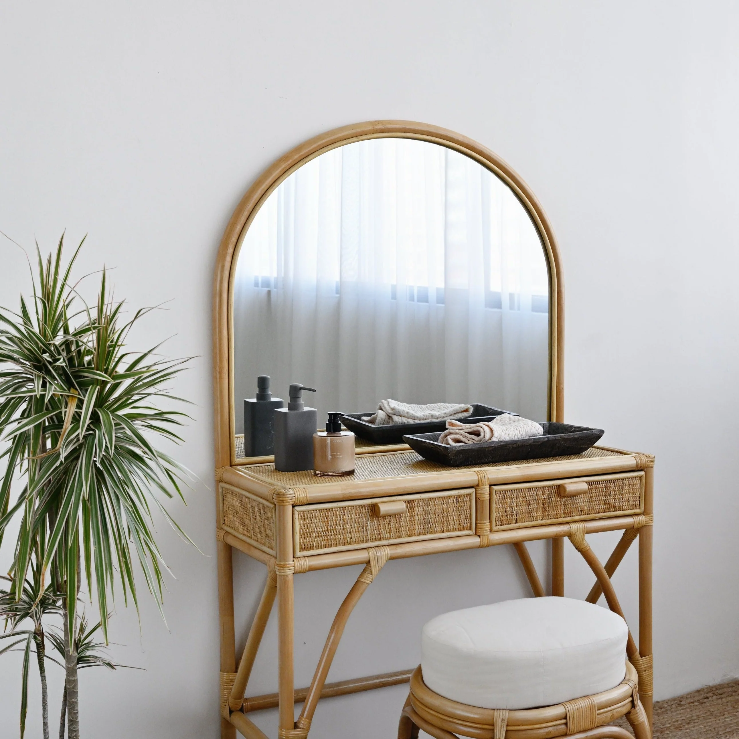 Adult Rattan Dressing Table with Stool - Image 10