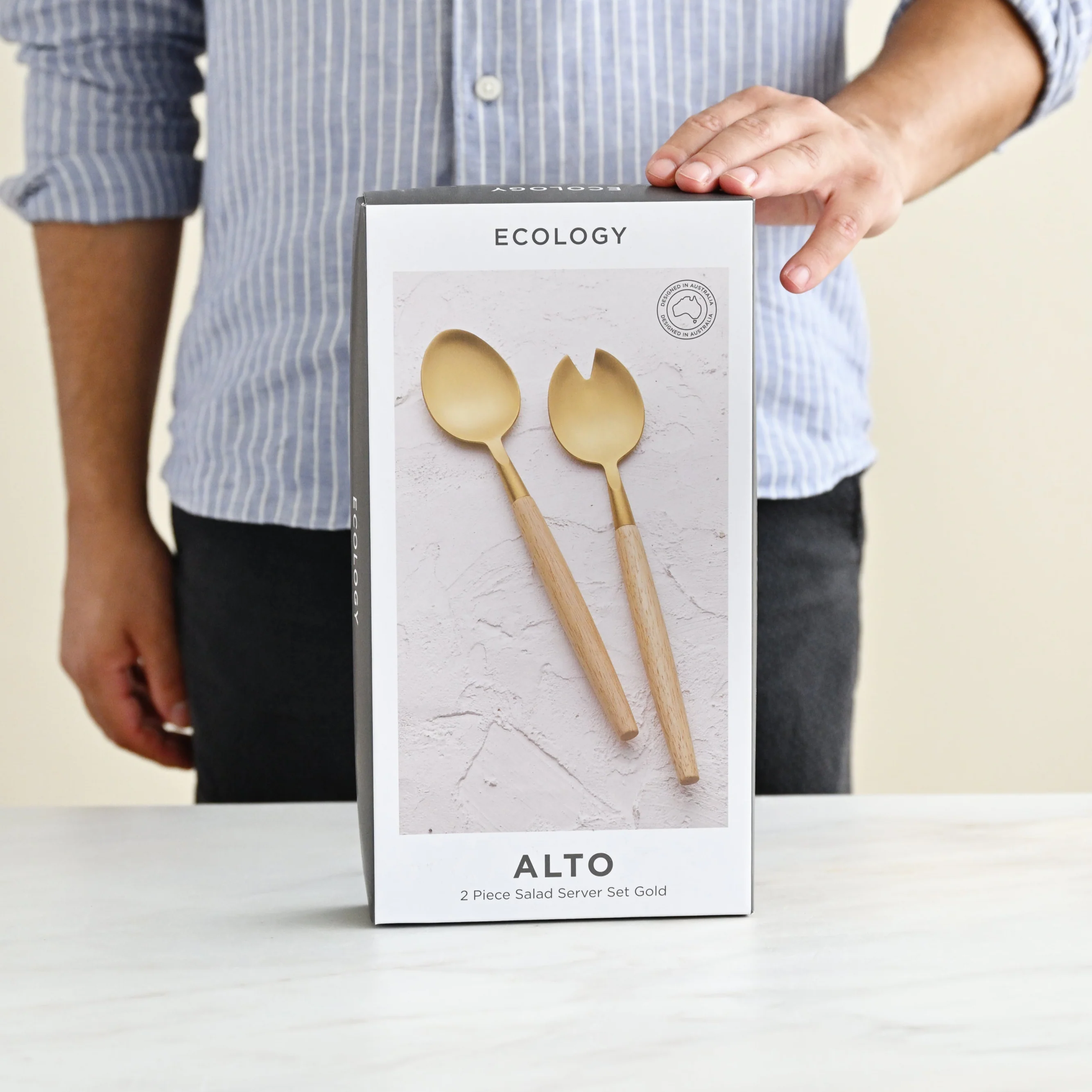 Alto Salad Servers Set - Gold - Image 3