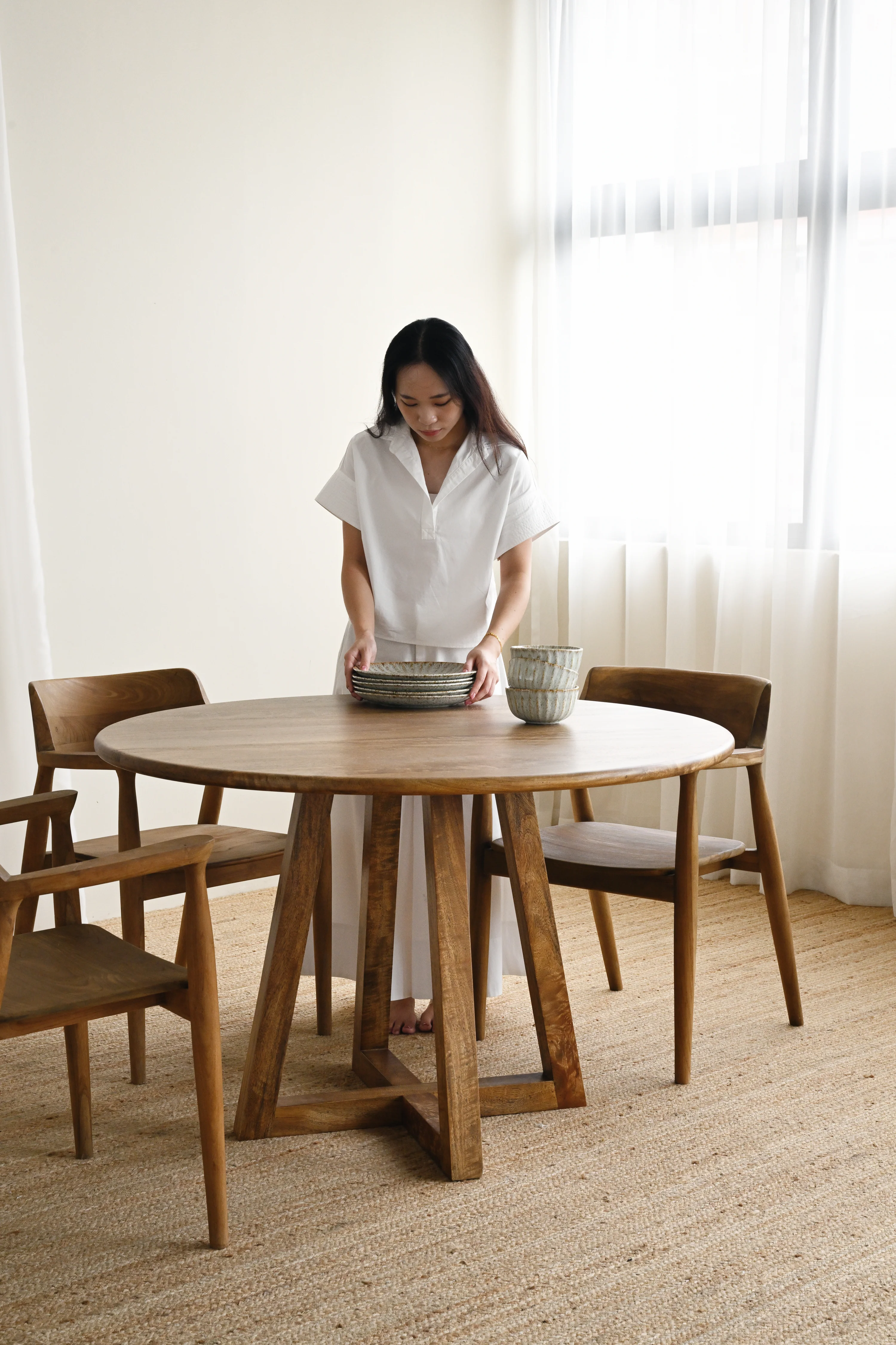 Amann Round Dining Table - Tallow - Image 6
