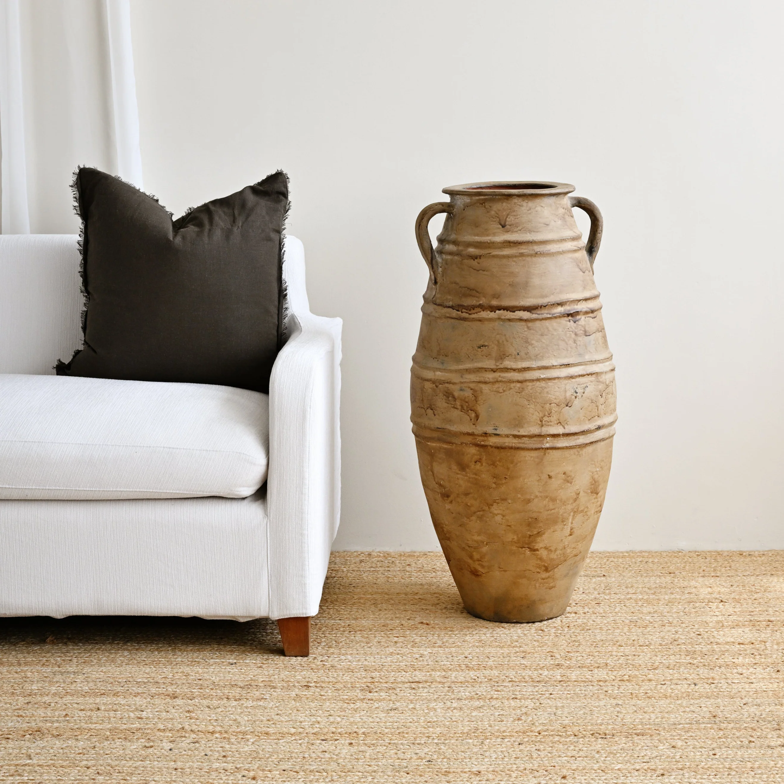 Antique Terracotta Vase with Stripe Motif - Image 5