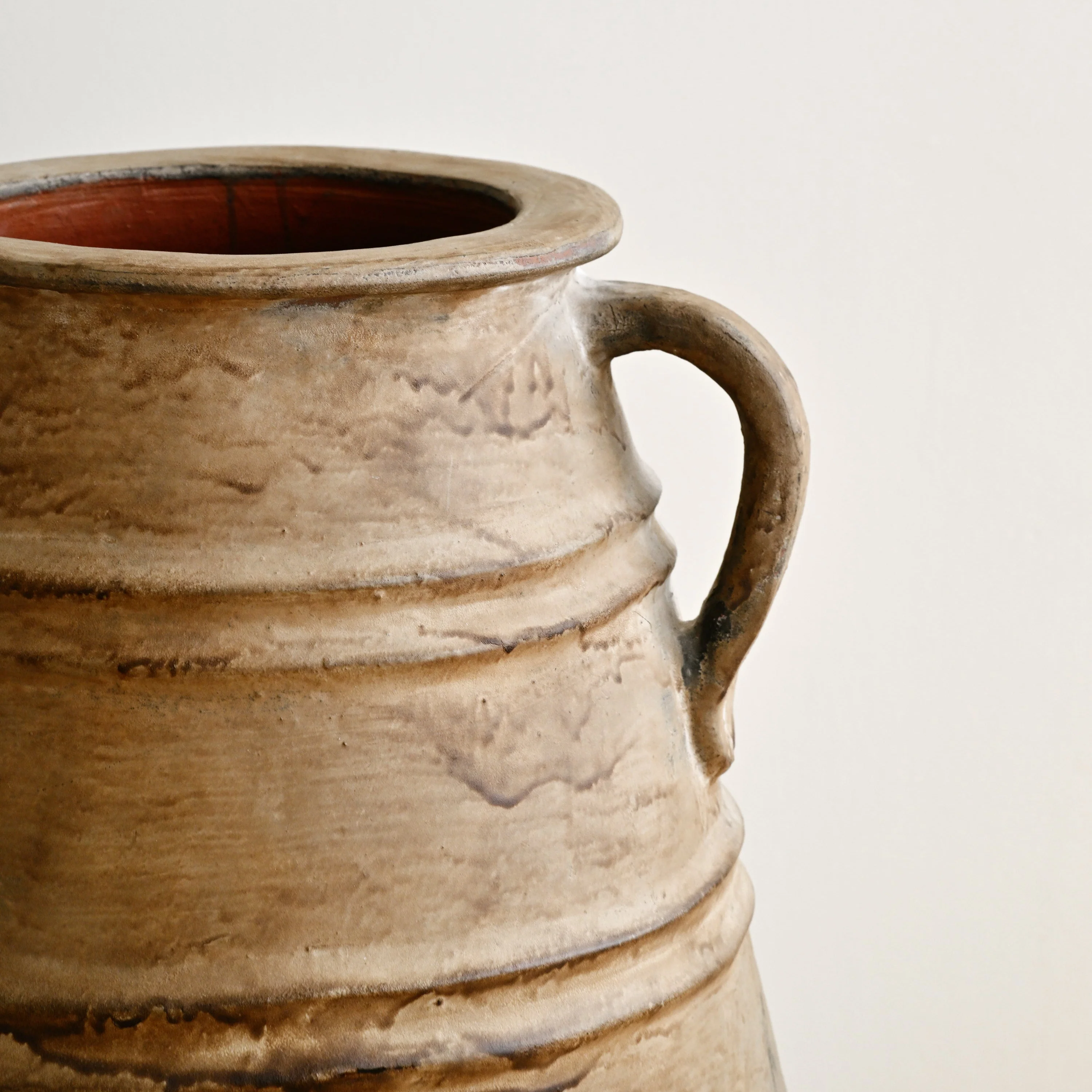 Antique Terracotta Vase with Stripe Motif - Image 6
