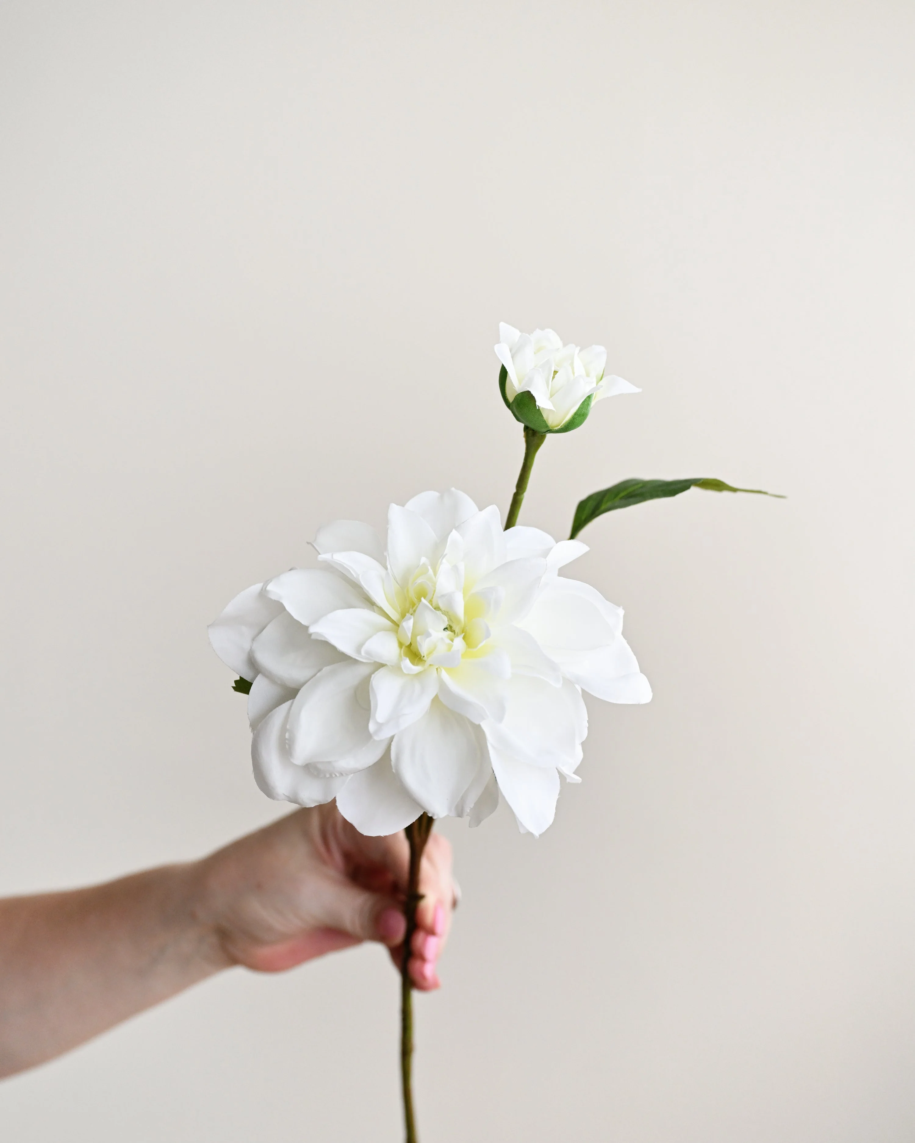 Artificial Dahlia Stem - White - Image 2