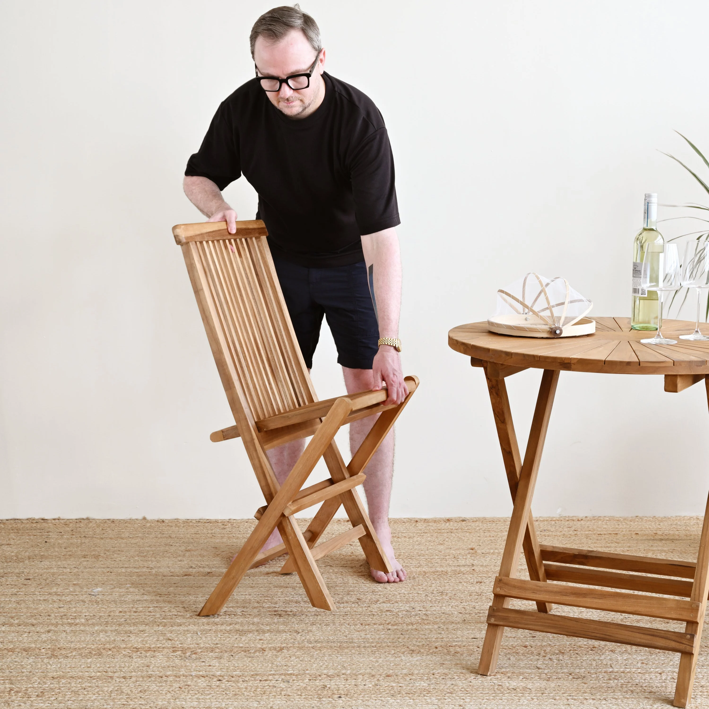 Aruna Teak Folding Chair - Image 2