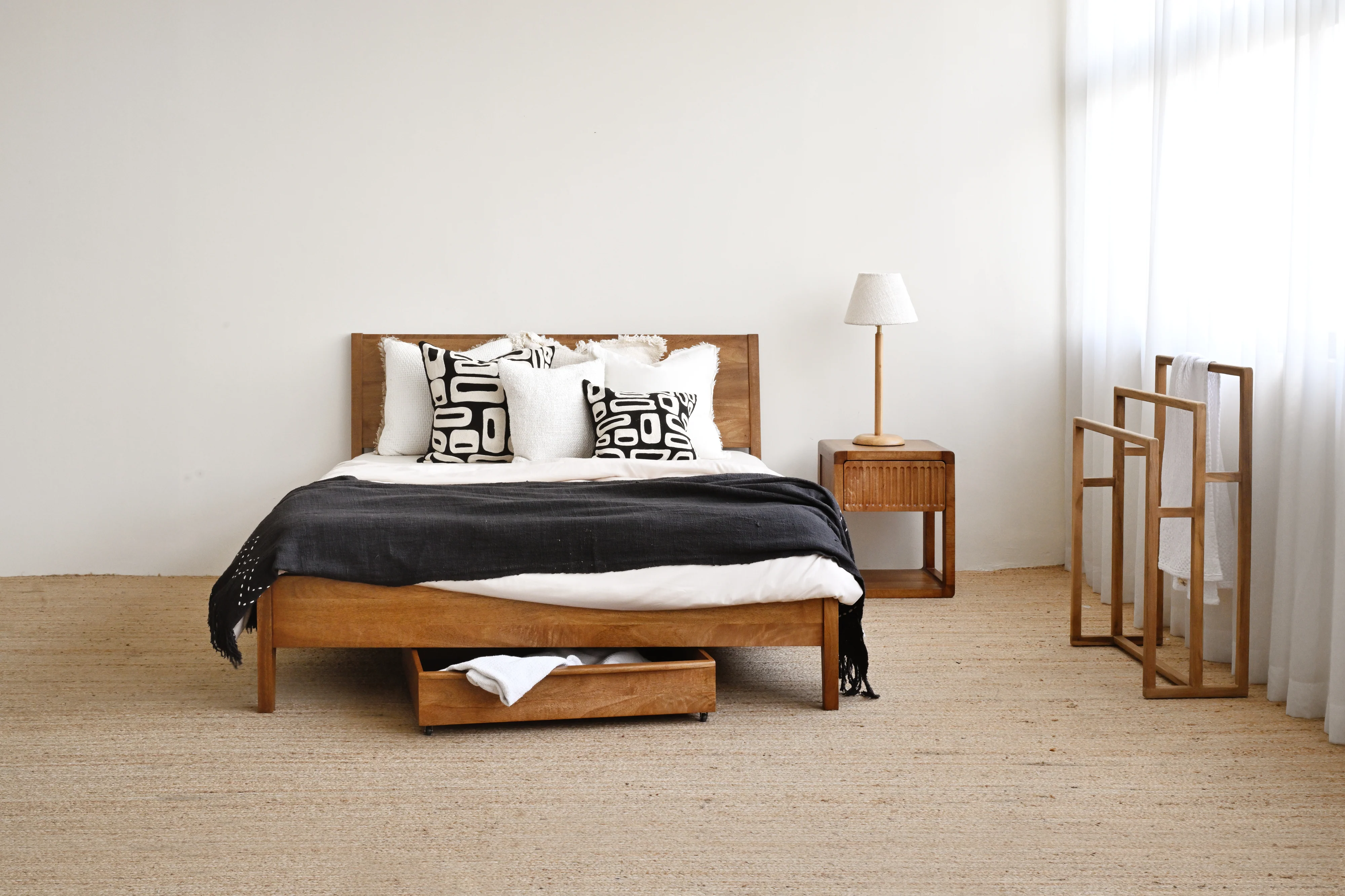 Azure Mango Wood Bed - Tallow - Image 3