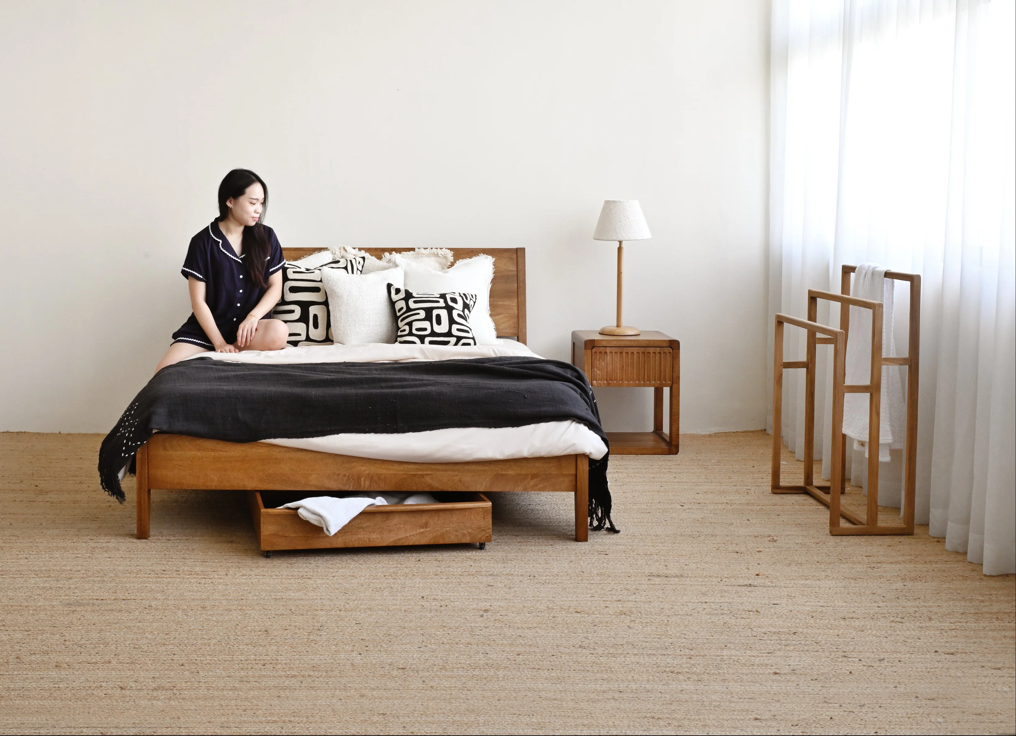 Azure Mango Wood Bed - Tallow - Image 5