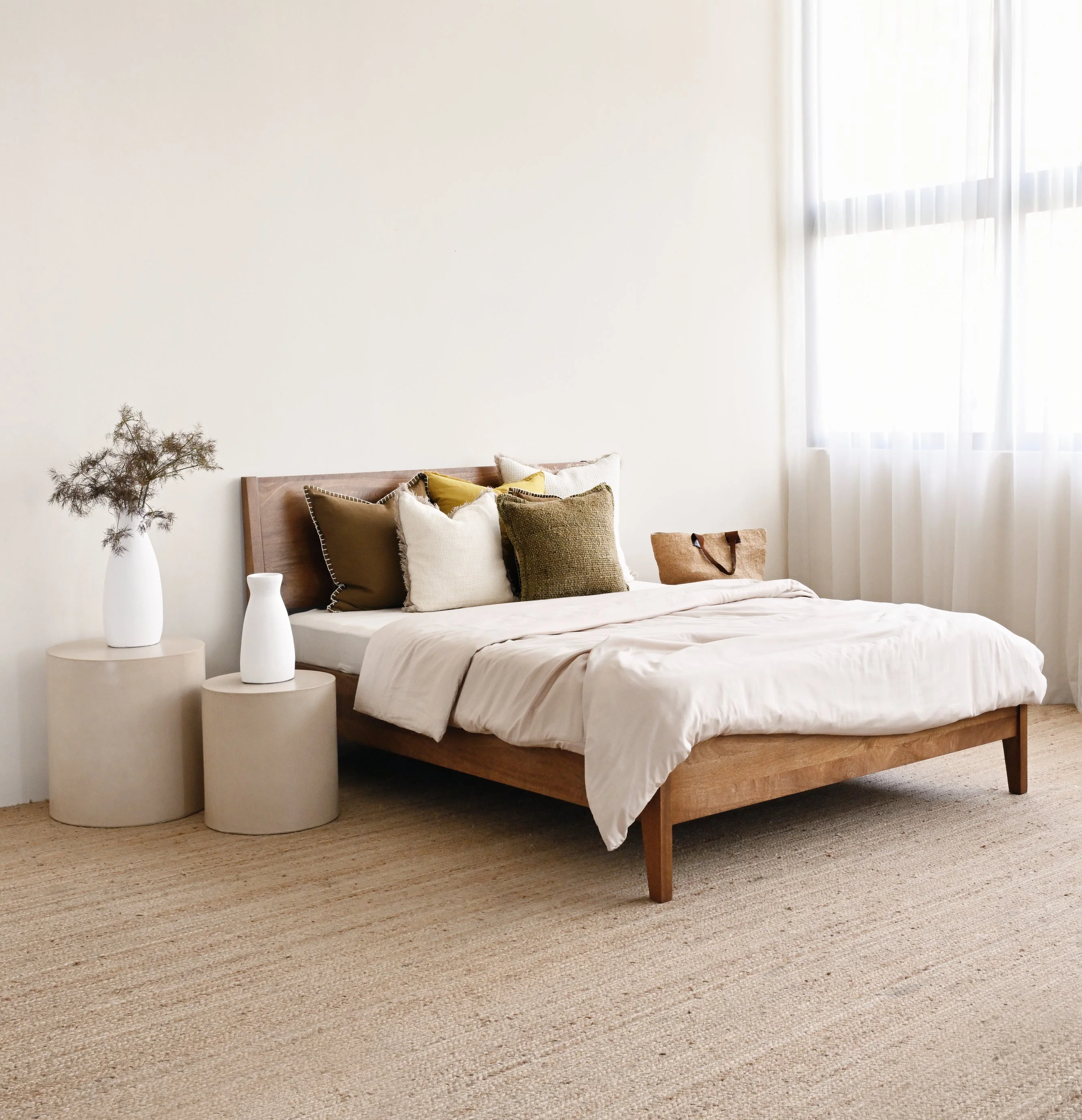 Azure Mango Wood Bed - Tallow - Image 7