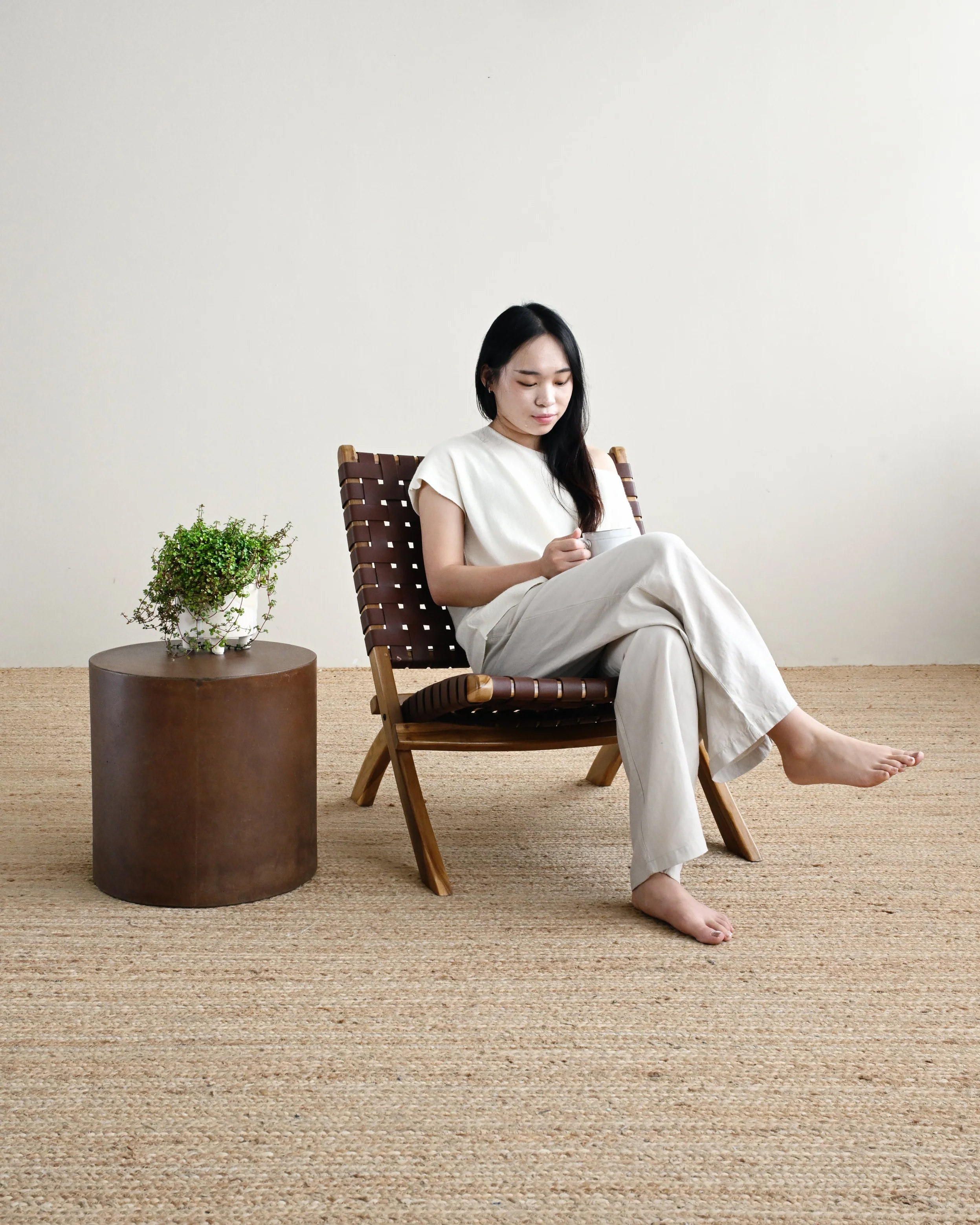 Catania Leather Folding Chair - Cognac - Image 2
