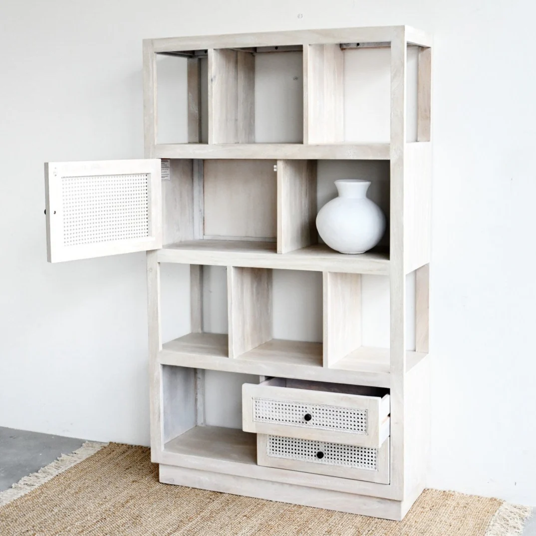 Gili Rectangular Bookshelf - White Wash - Image 3