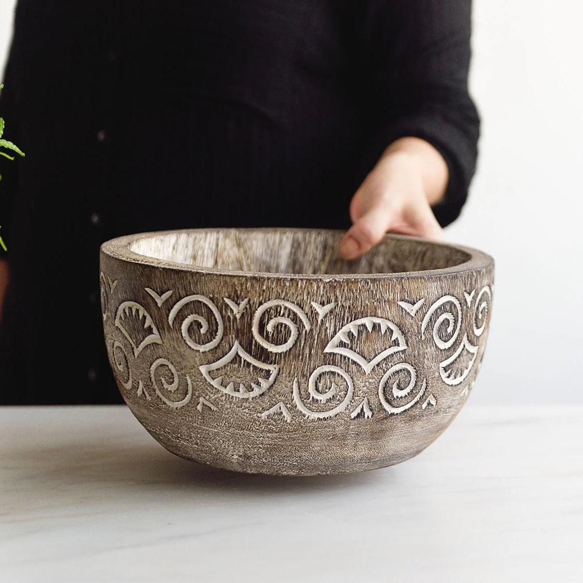 Hand Carved Tribal Display Bowl -
30cm