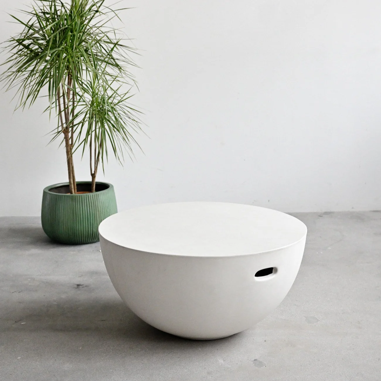 Hemisphere Concrete Coffee Table - White - Image 6