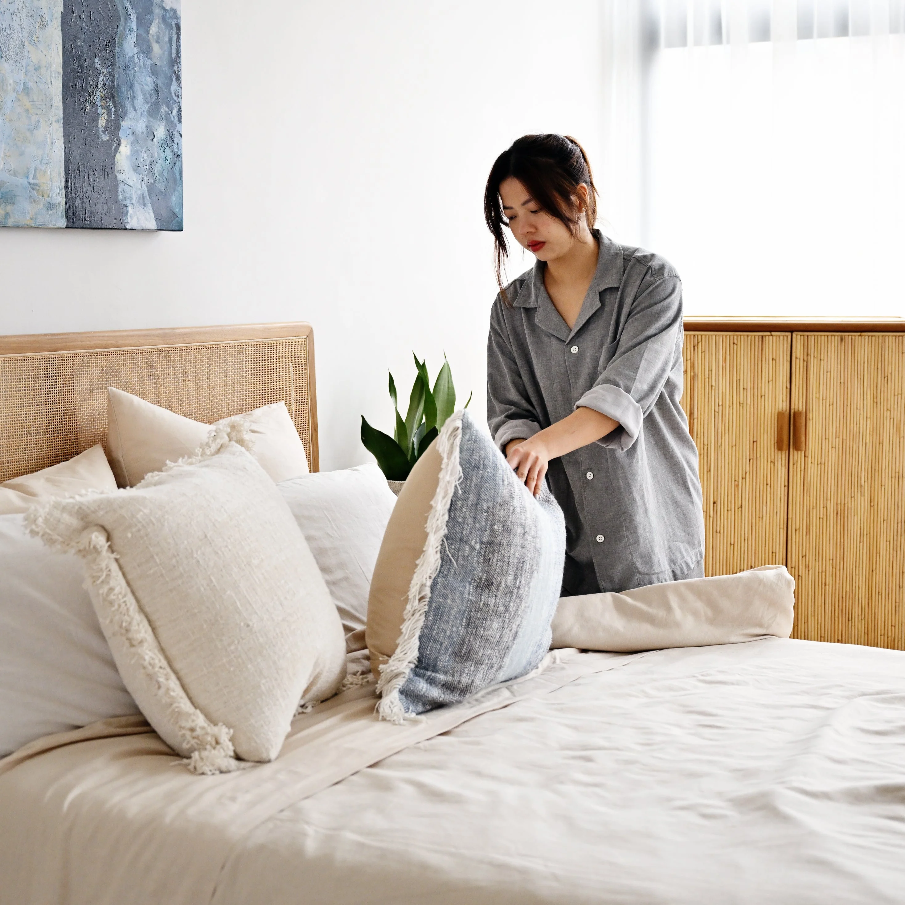 Kaeya Blue Cushion Cover - 55cm x 55cm - Image 4