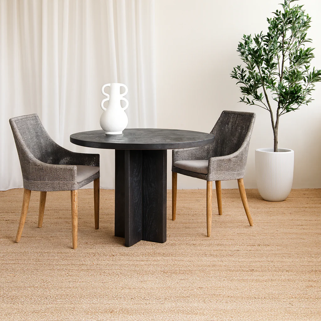 Karo Round Dining Table - Rustic Black - Image 2