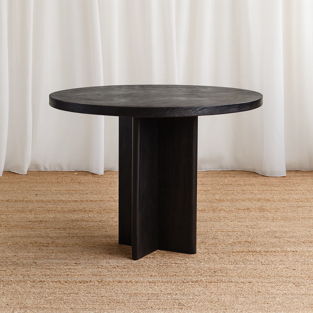 Karo Round Dining Table - Rustic Black - Image 3