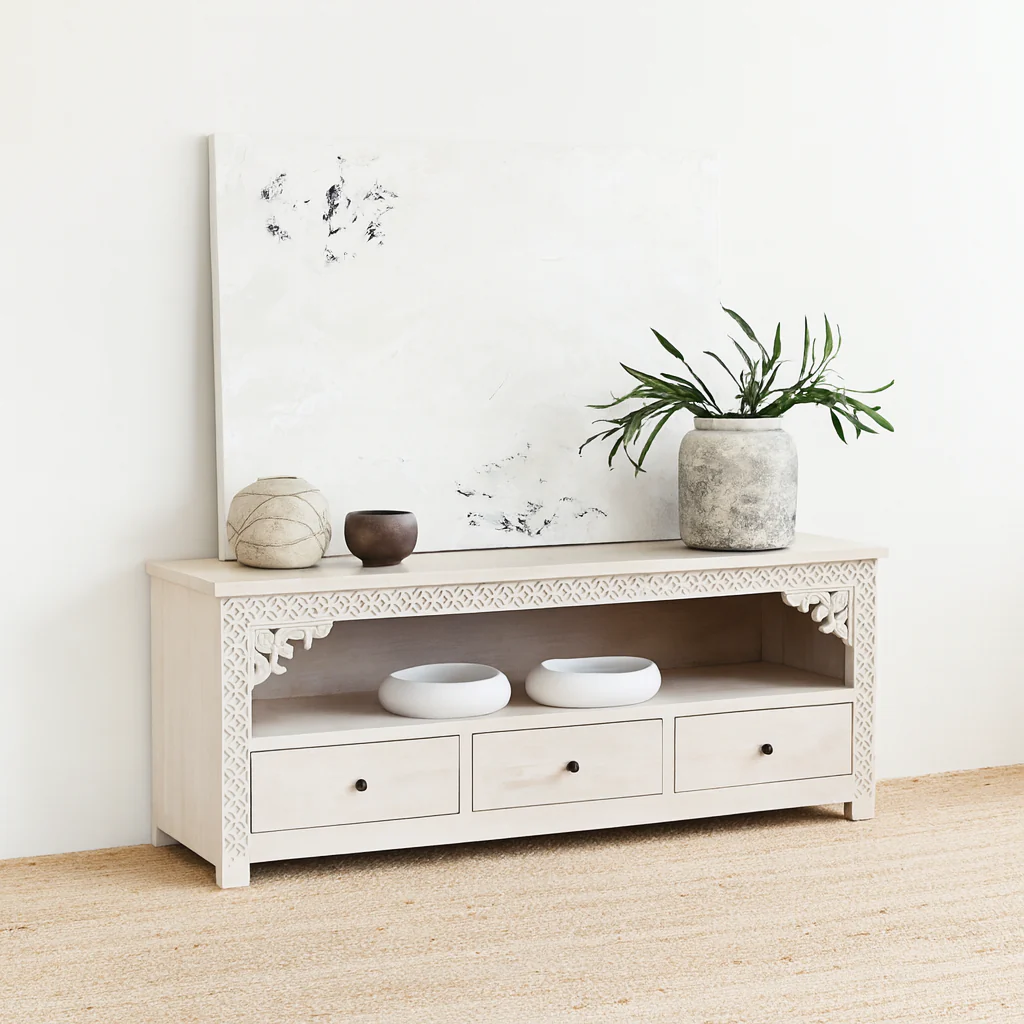 Ketok TV Cabinet - White Wash - Image 3
