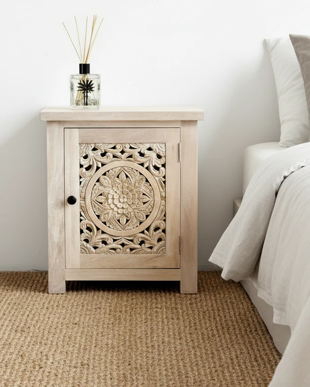 Kuno Bedside Table - White Wash - Image 3