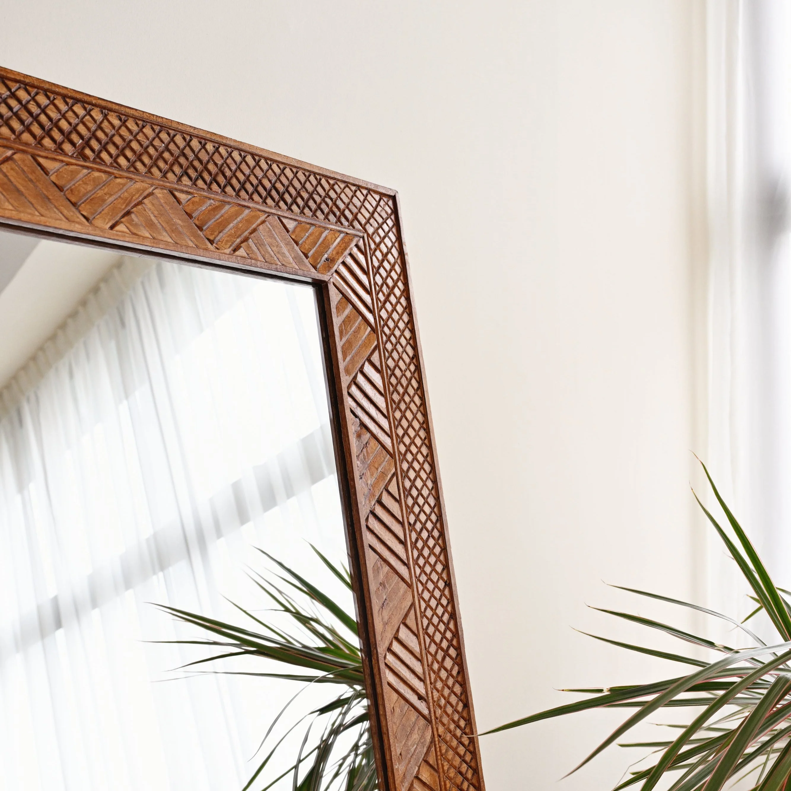 Manado Walnut Brown Carved Mirror - 80cm x 180cm - Image 2