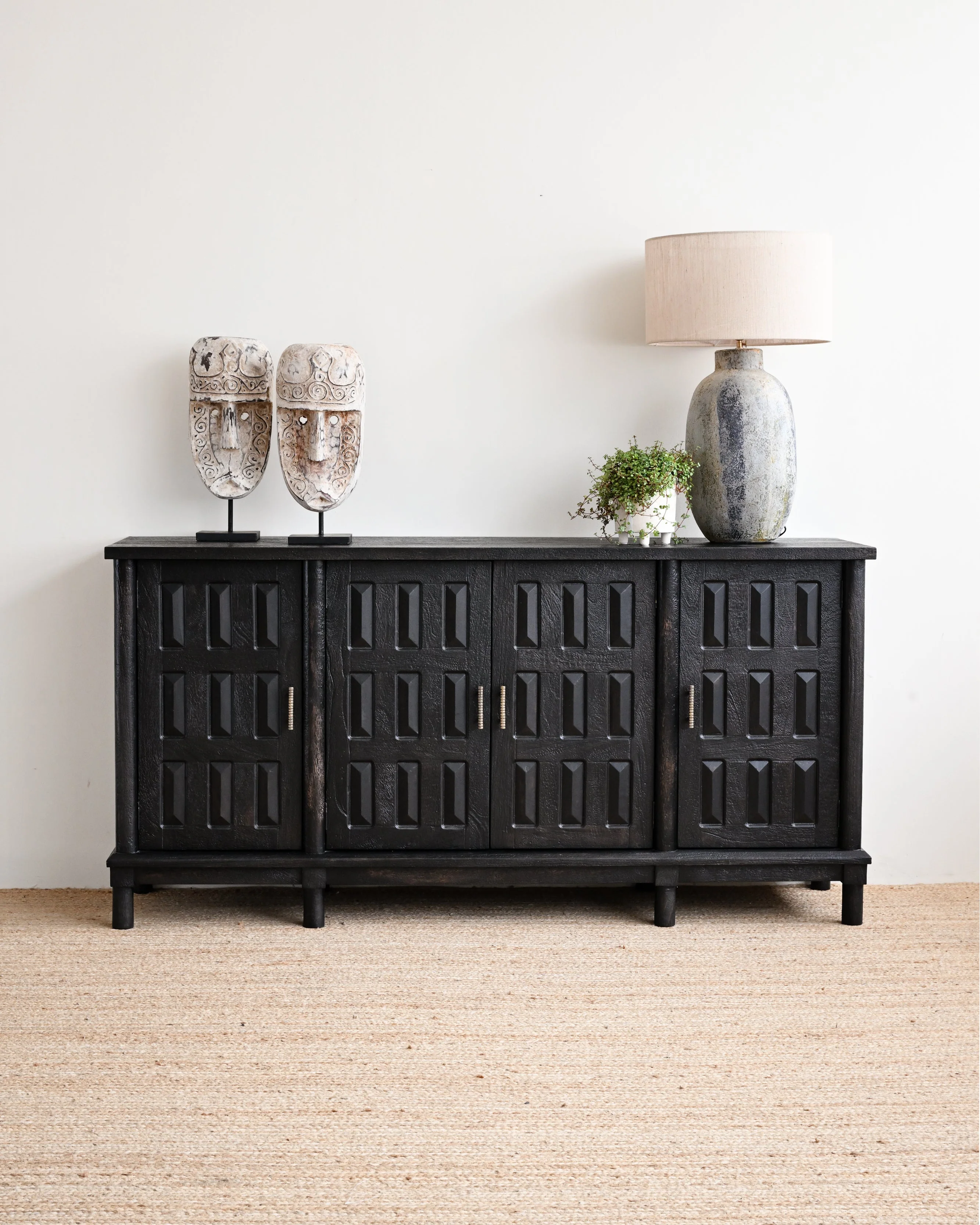 Milan 4 Door Sideboard - Metallic Black