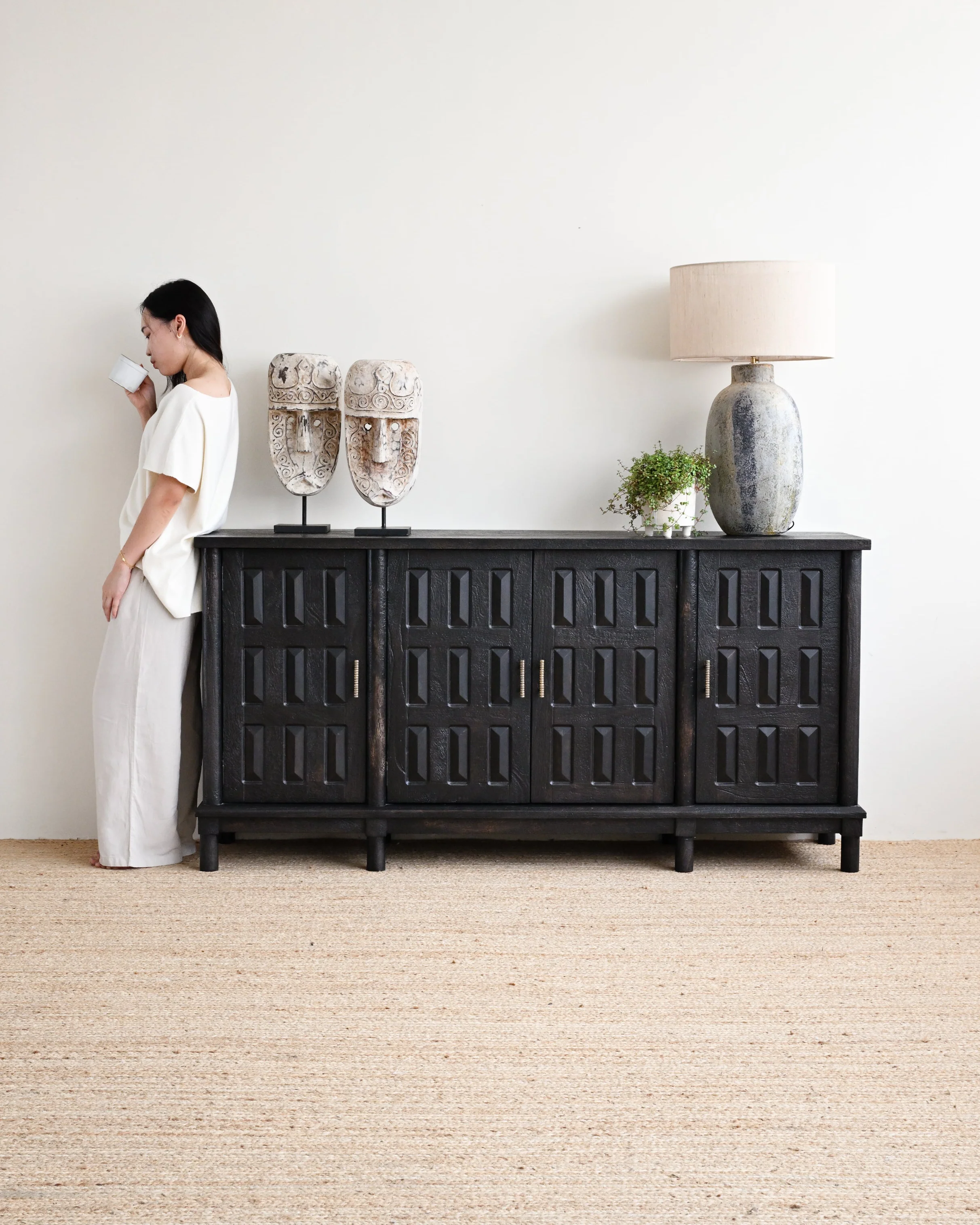 Milan 4 Door Sideboard - Metallic Black - Image 2