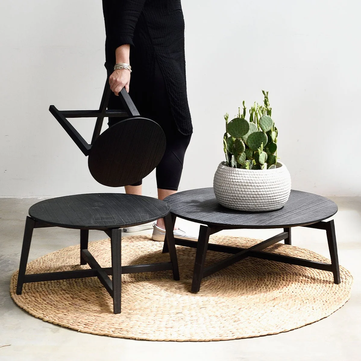 Milou Teak Coffee Table - Black - Image 9