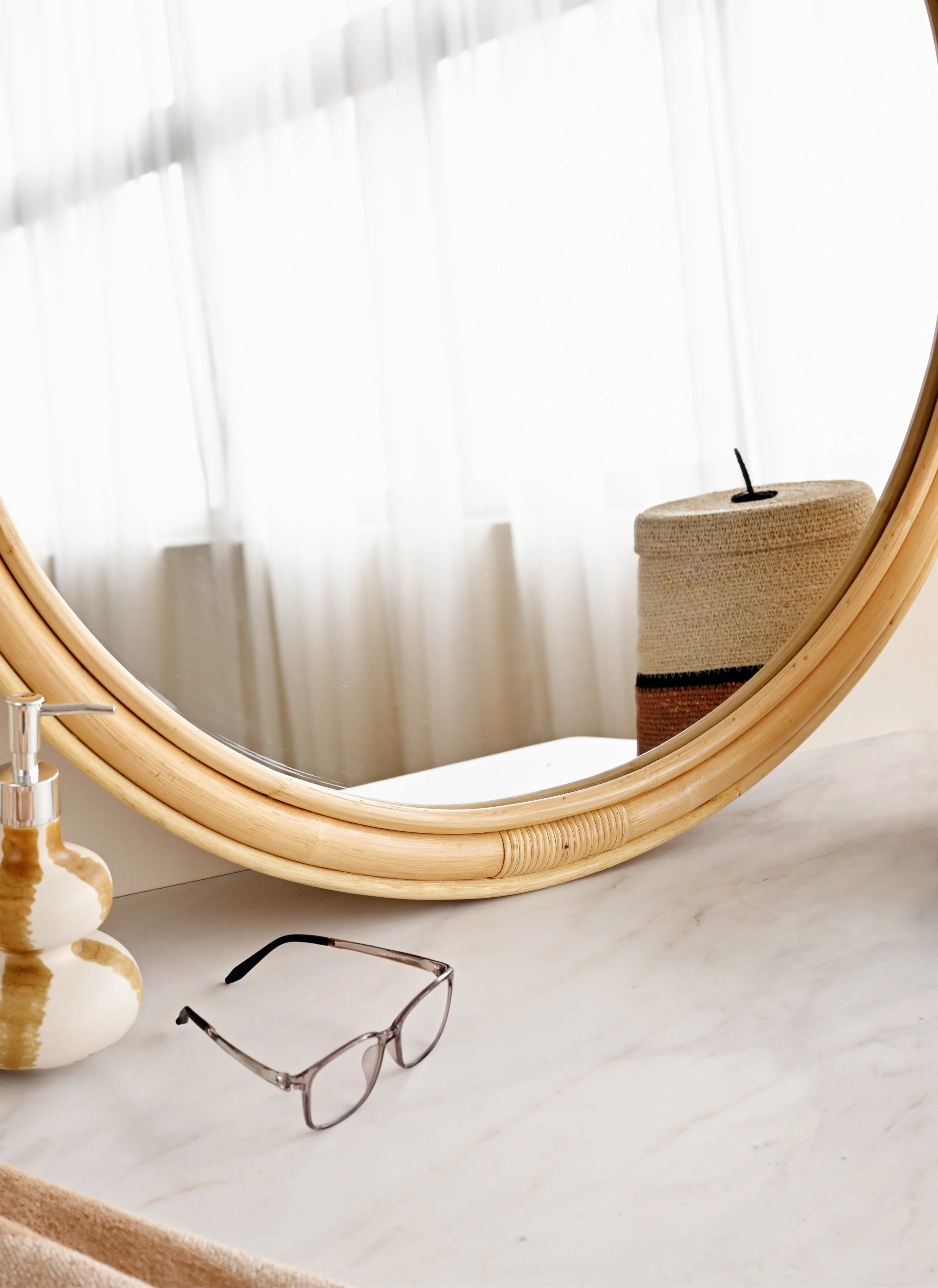 Natural Round Rattan Mirror - Image 4