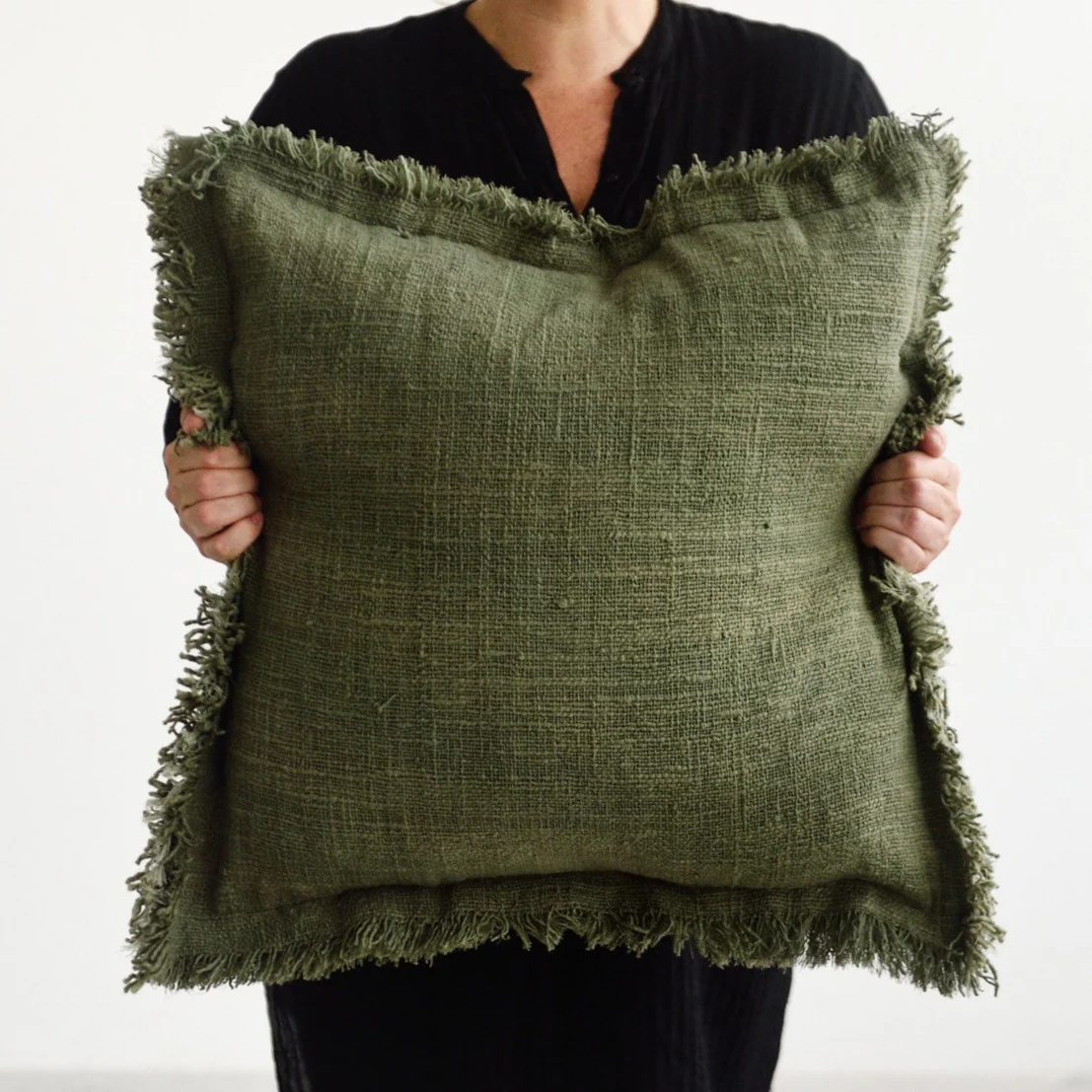 Olive Green Amara Cushion Cover - 55cm x 55cm - Image 2