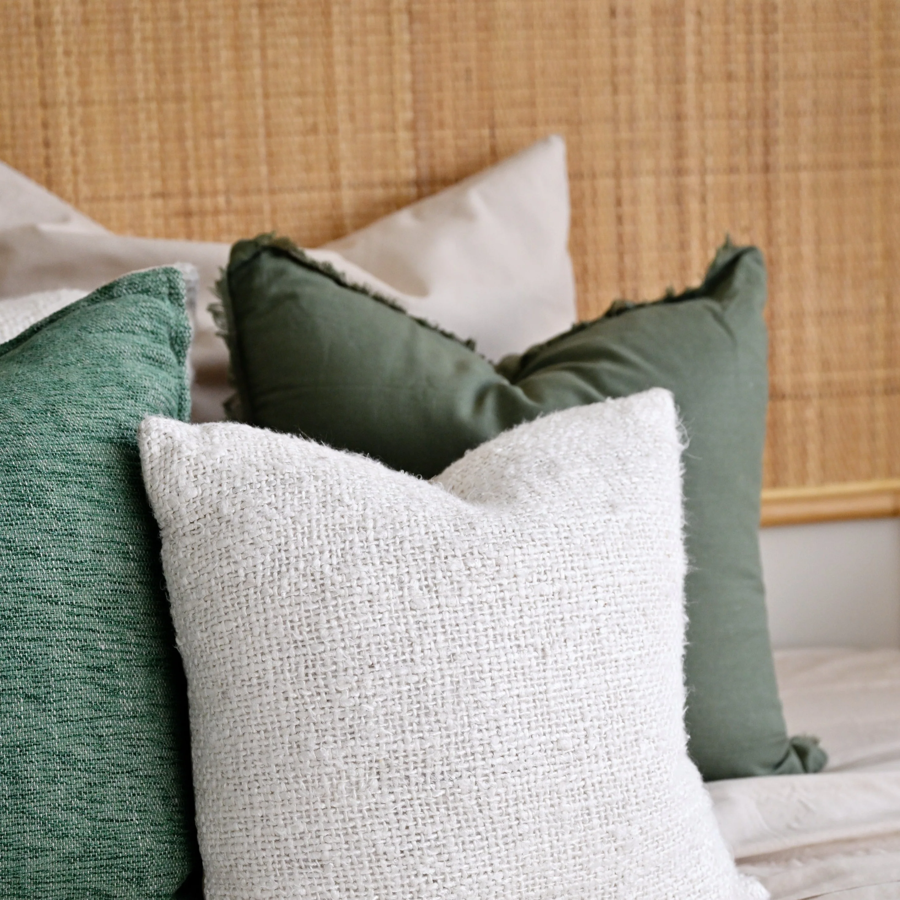 Olive Green Freya Linen Square Cushion Cover - 55cm x 55cm - Image 3