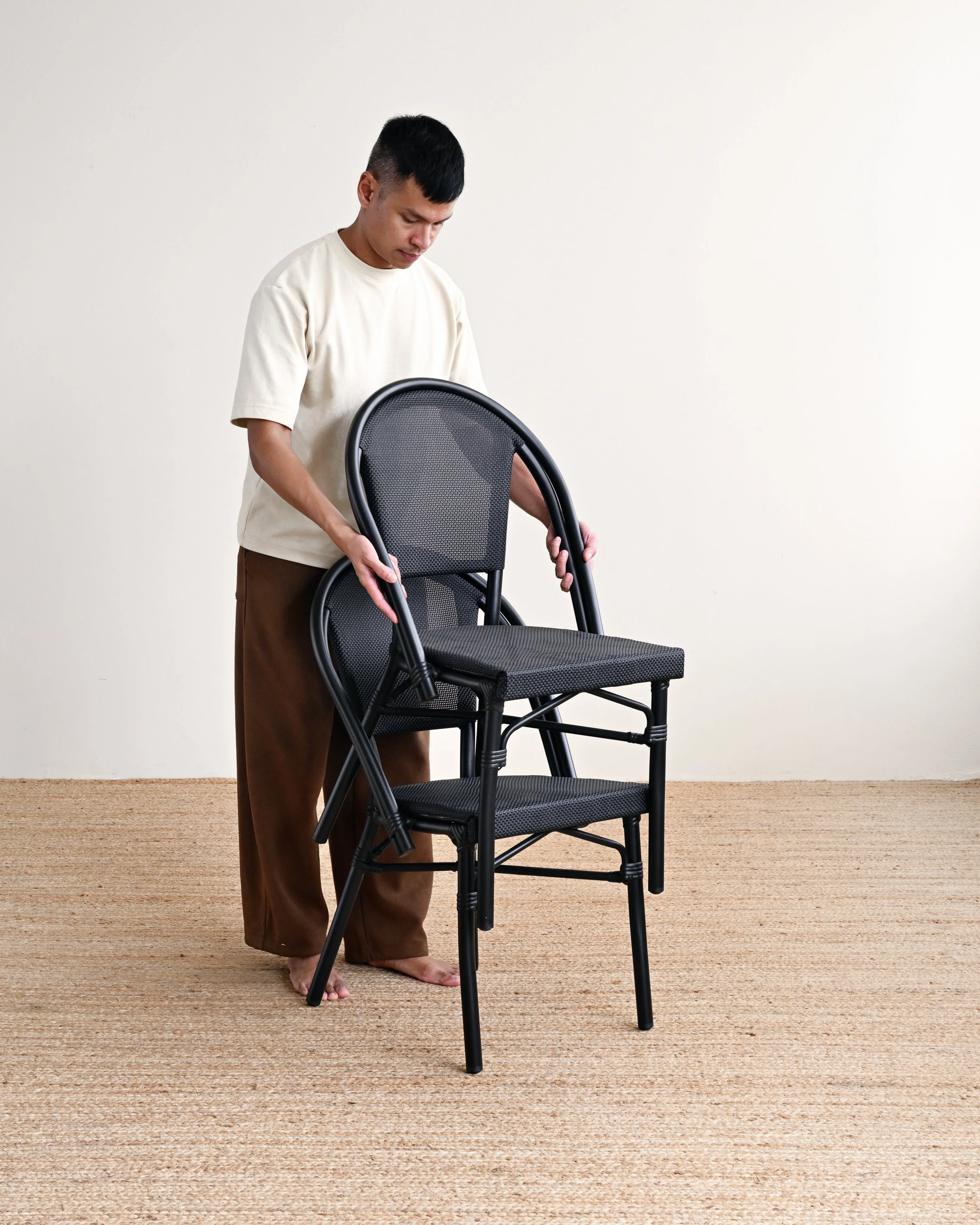 Outdoor Armless Teslin Dining Chair - Black - Image 3