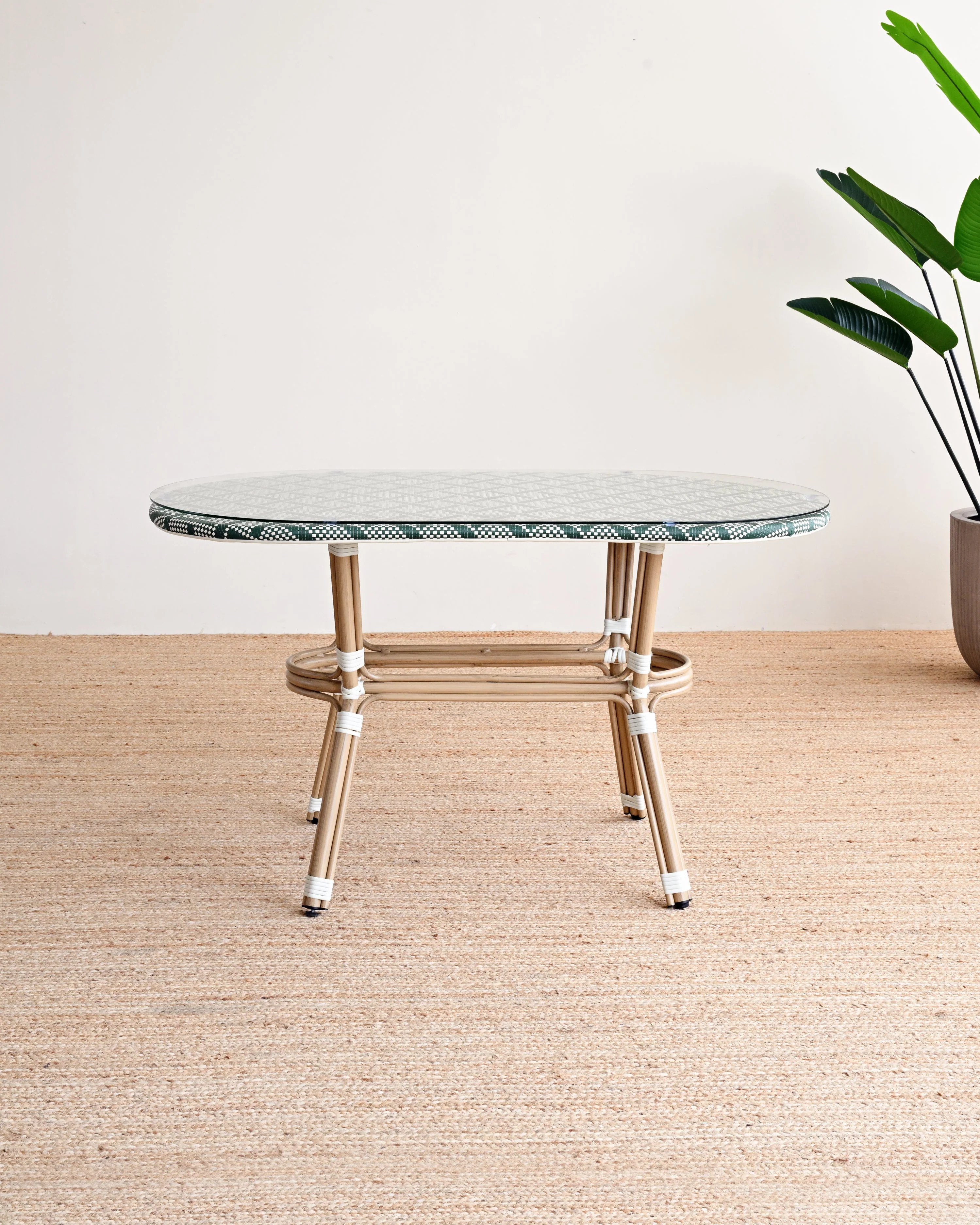 Outdoor Wicker Oval Dining Table - Image 3