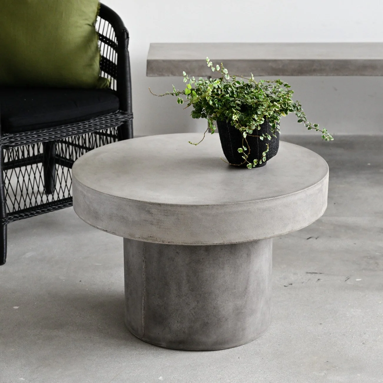 Pedestal Concrete Coffee Table - Grey - Image 4