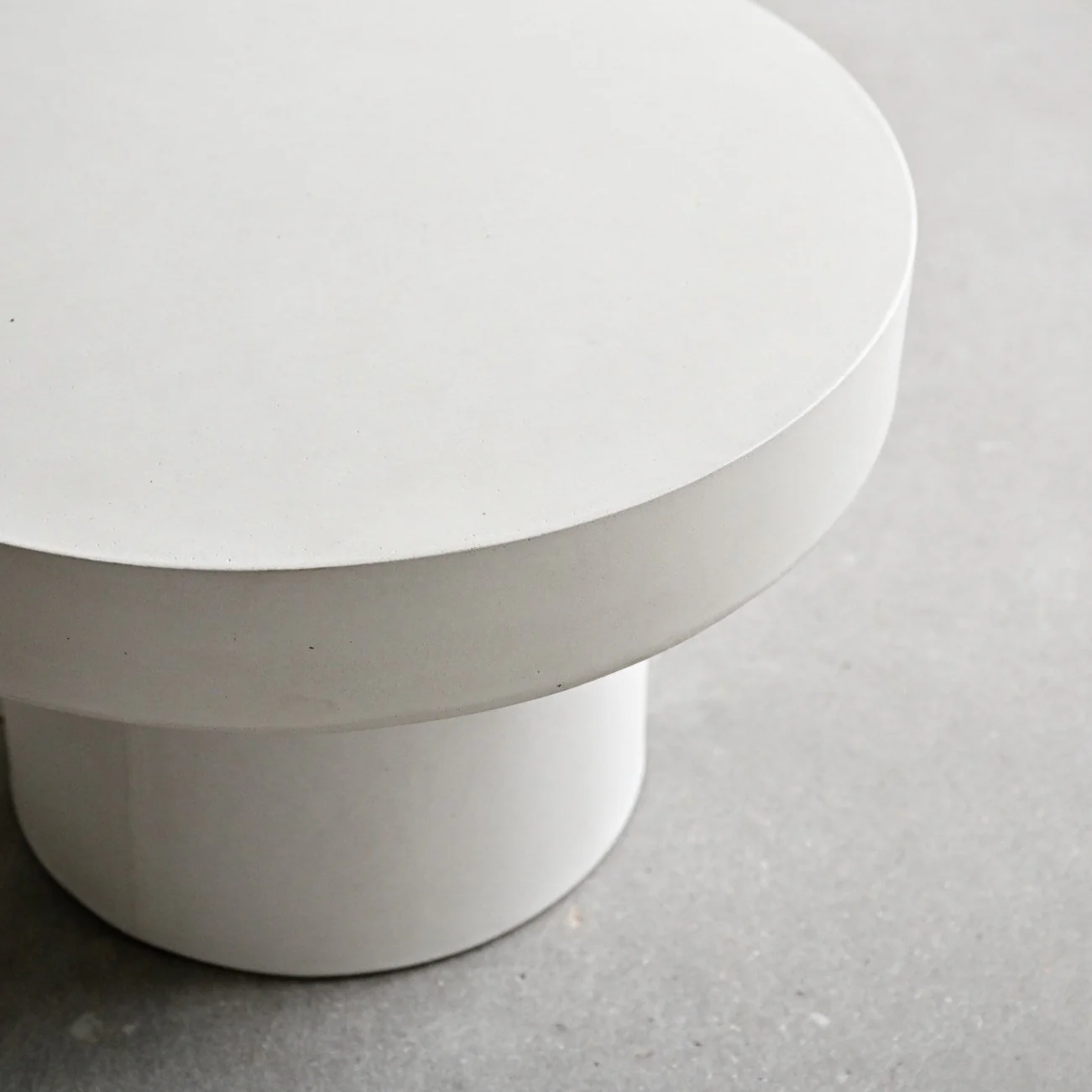 Pedestal Concrete Coffee Table - White - Image 6