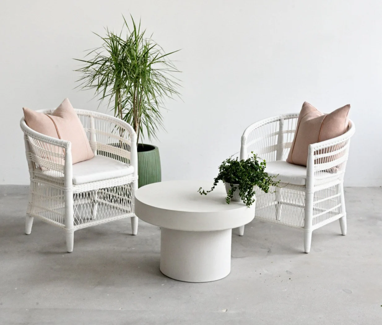Pedestal Concrete Coffee Table - White - Image 7