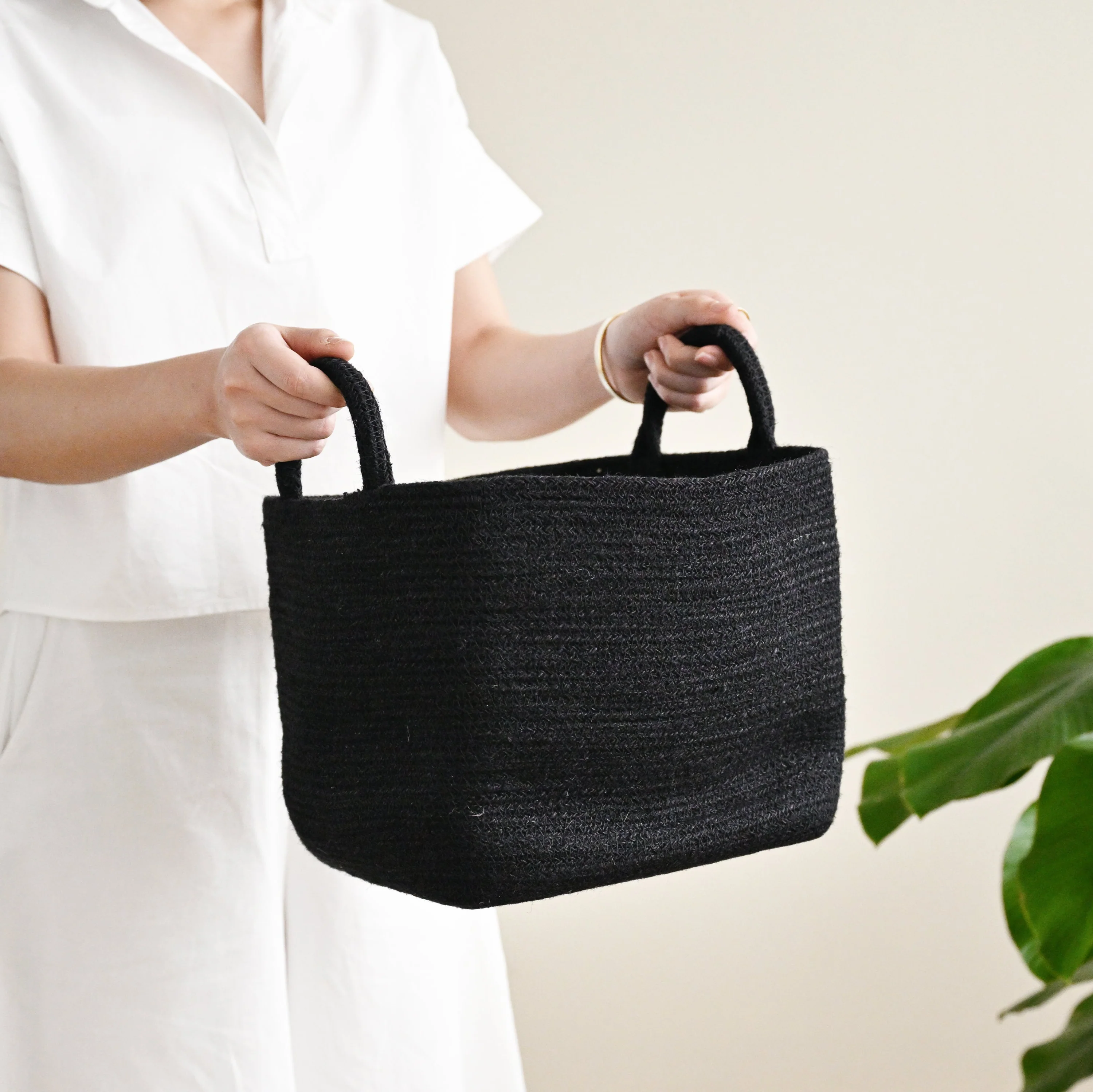 Rectangle Black Jute Storage Basket - Image 2