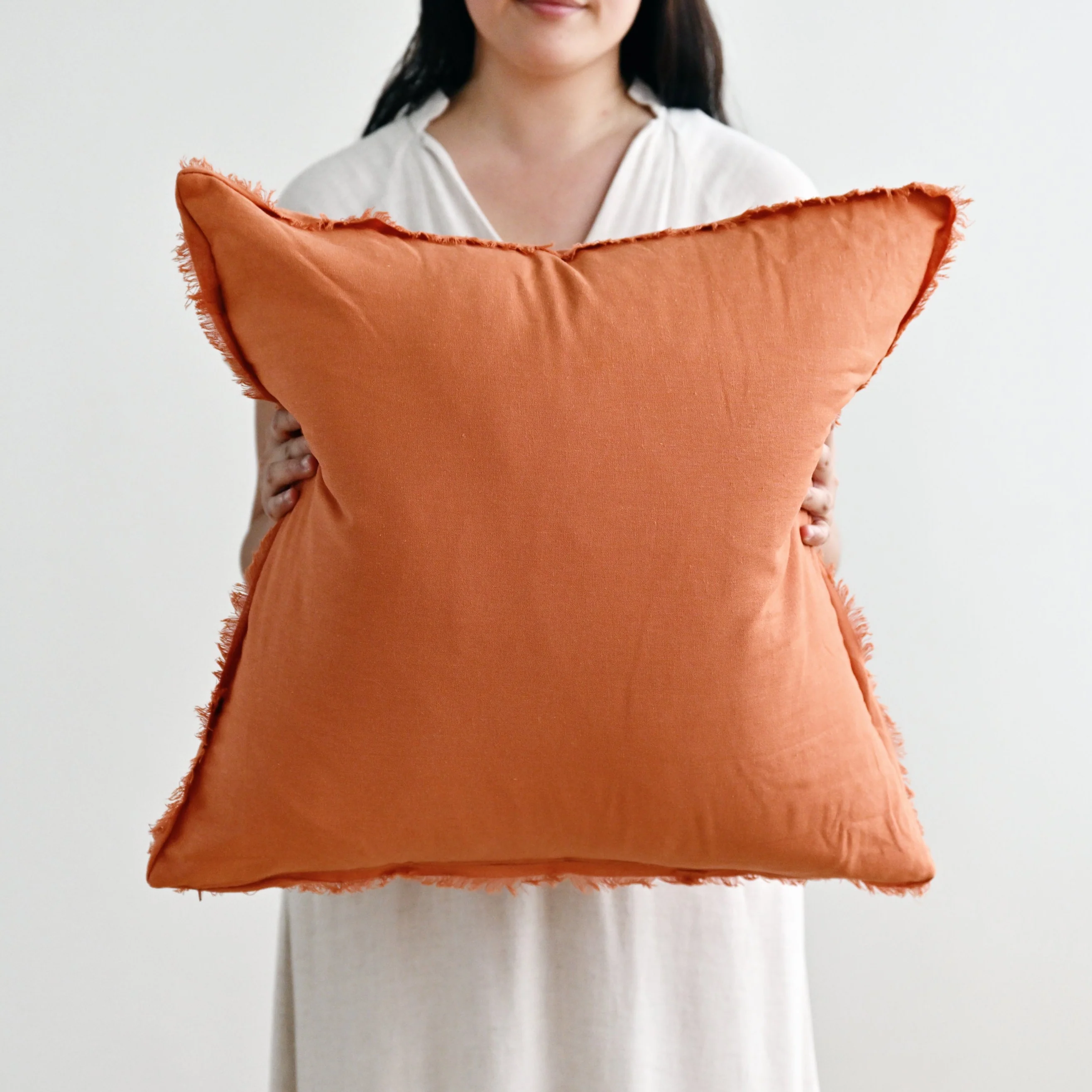 Rust Freya Linen Square Cushion Cover - 55cm x 55cm