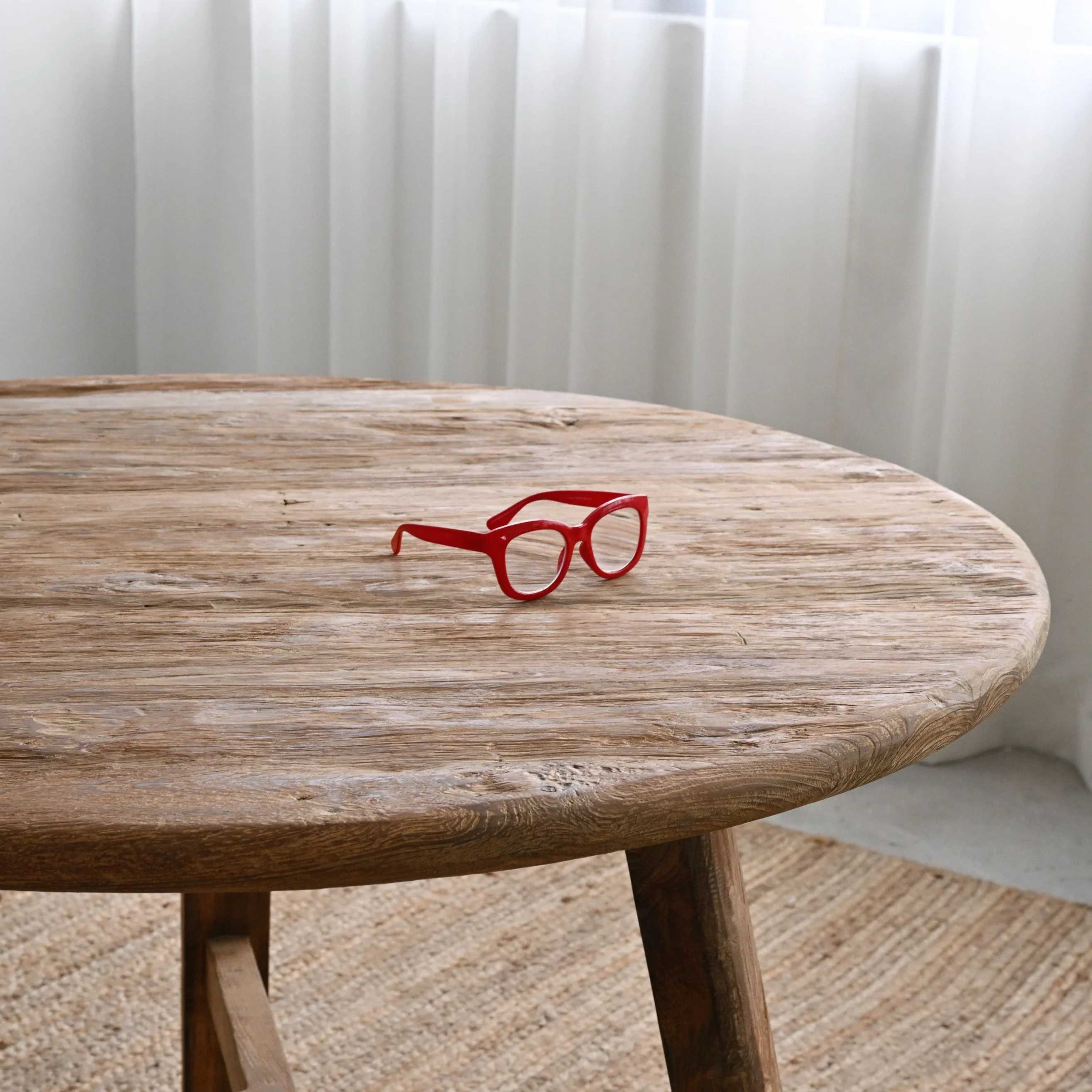 Rustic Round Teak Dining Table - Image 5