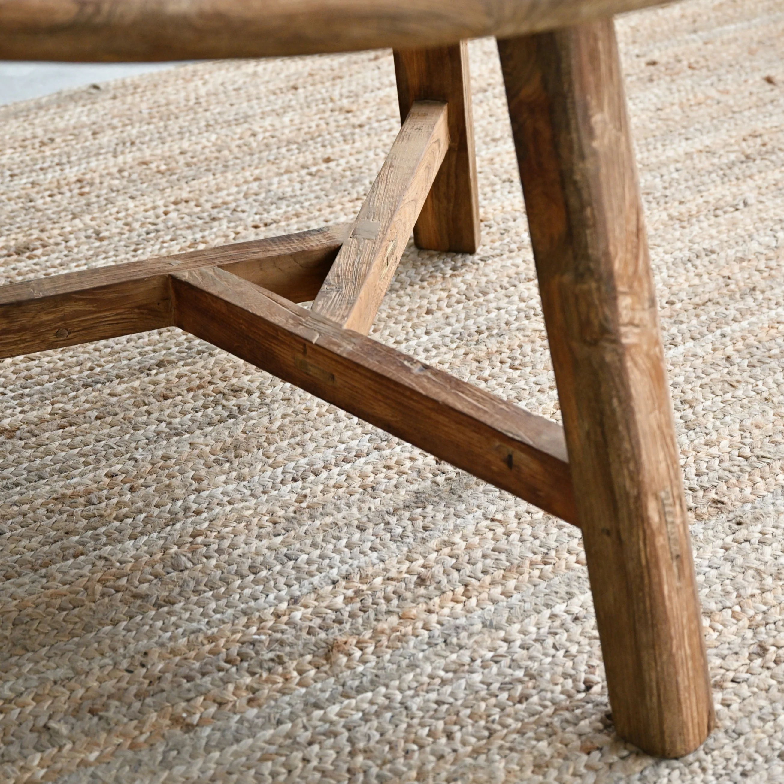 Rustic Round Teak Dining Table - Image 6