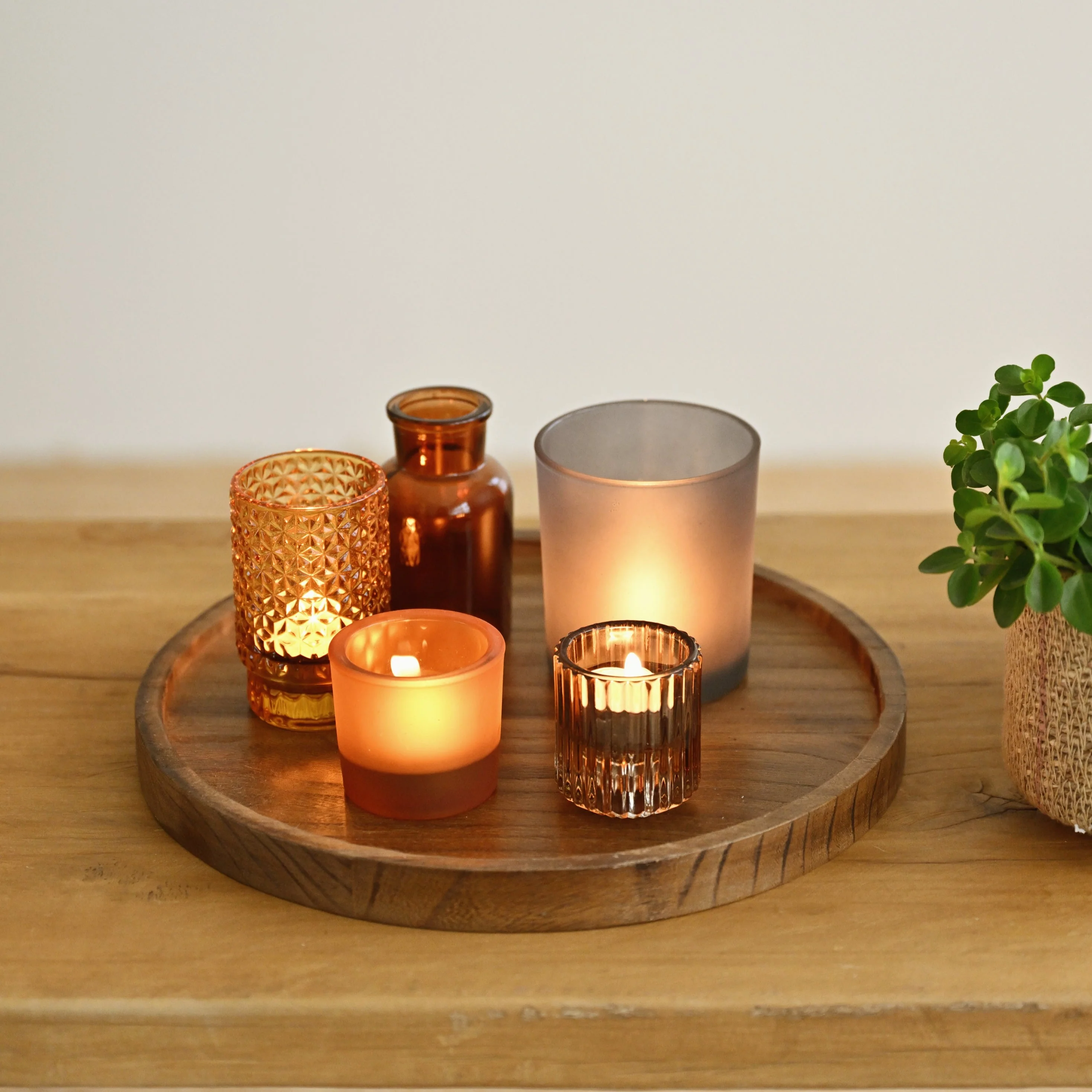 Sanga Tray Votive Brown (Set of 6)