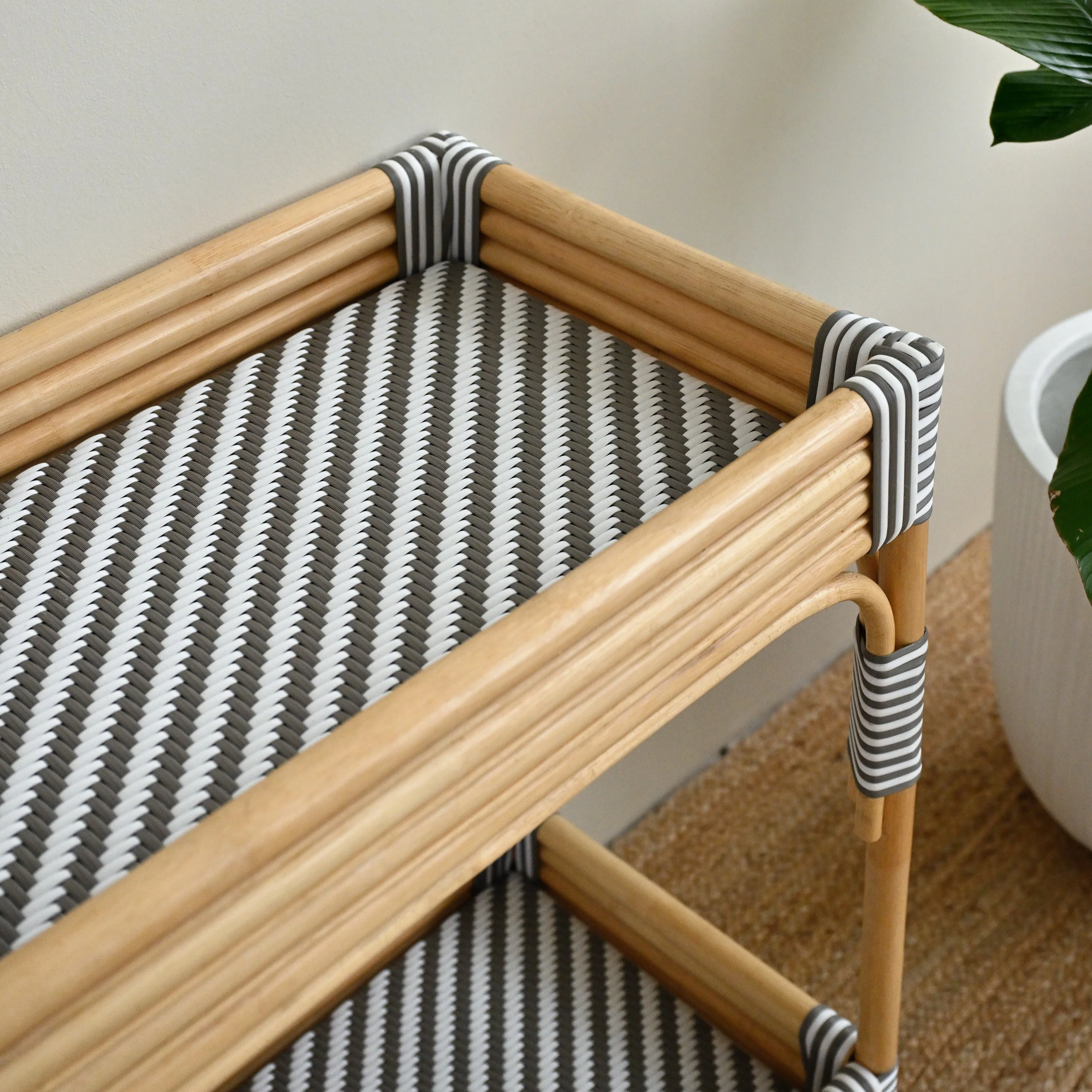 Isola Rattan Bar Cart - White and Grey - Image 3