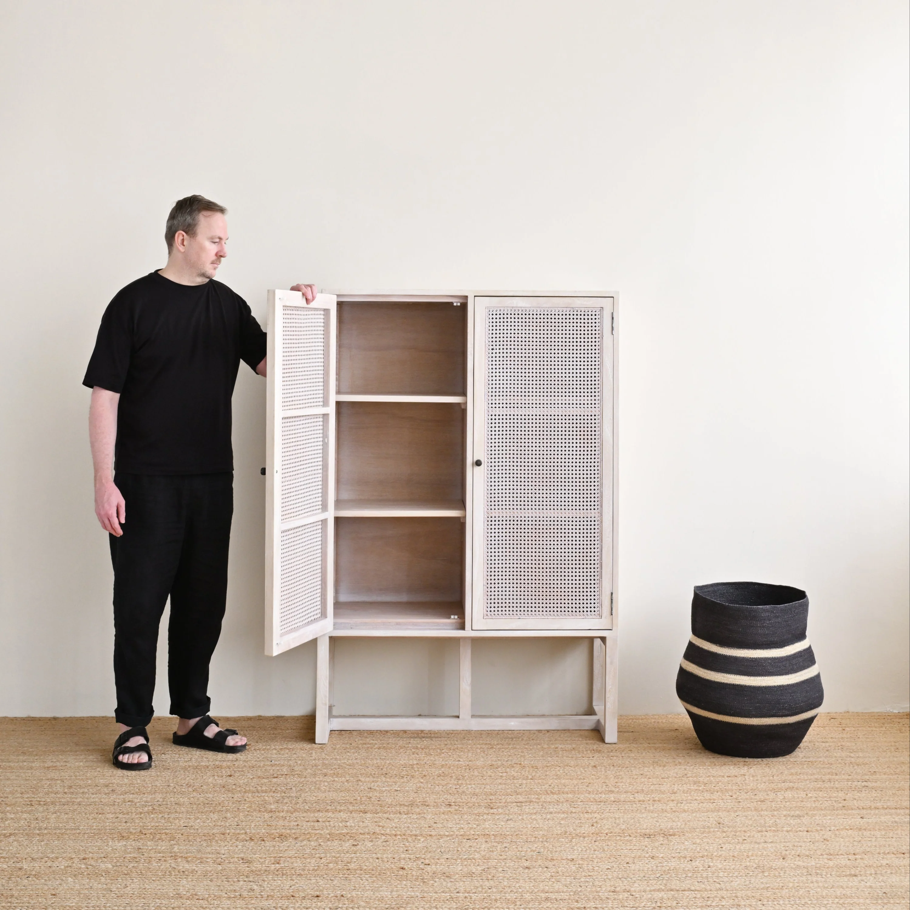 Tall Gili Cabinet - White Wash - Image 3