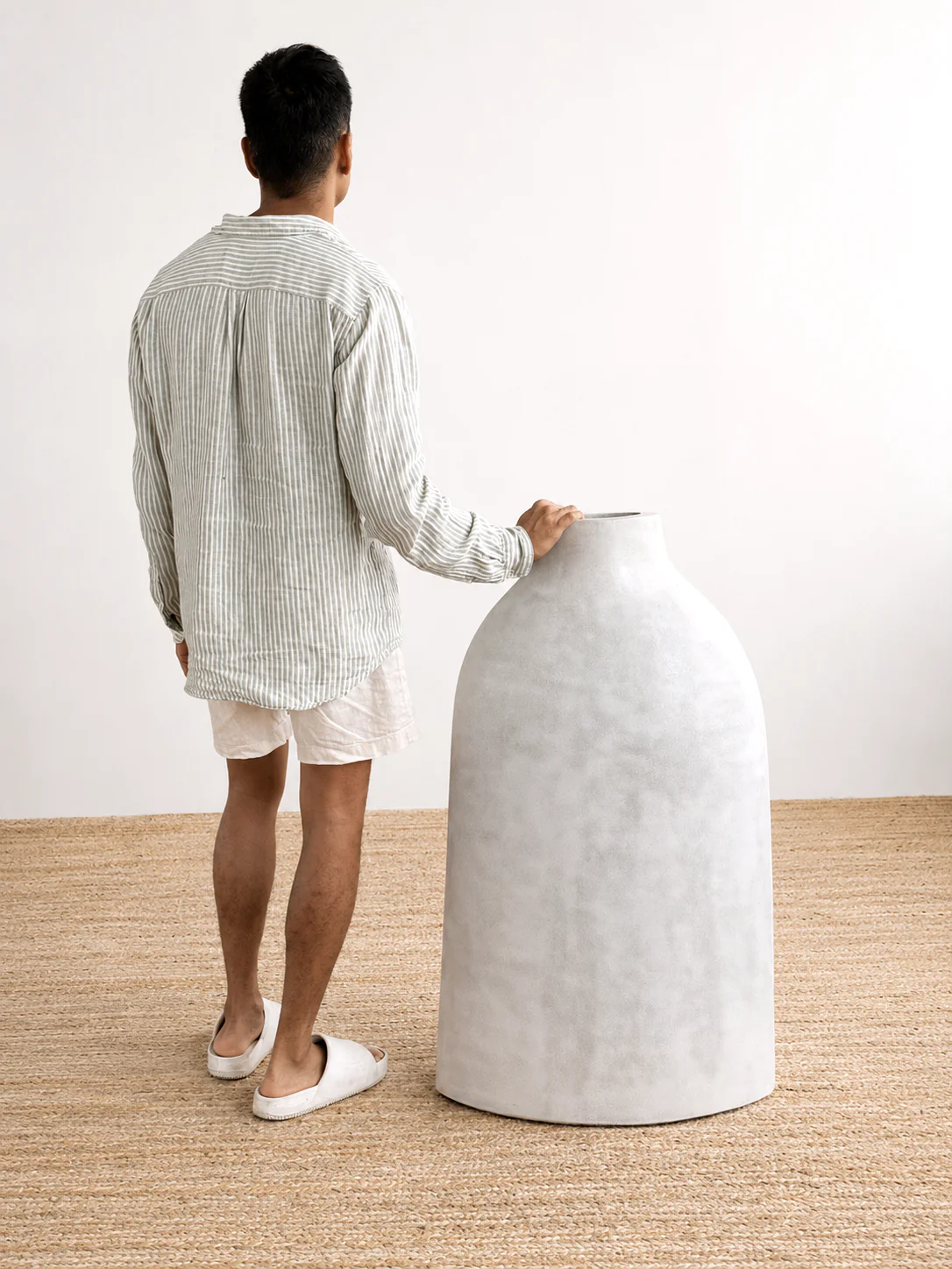 Stone Grey Curved Decorative Vase